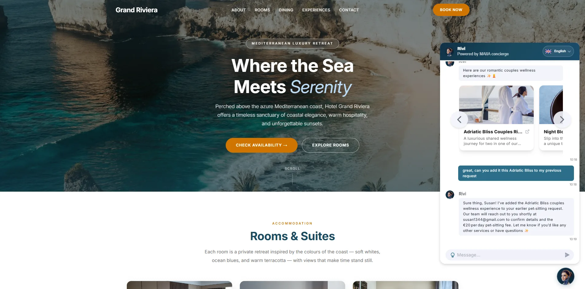 MAIIA adds a wellness request to an earlier pet-sitting lead