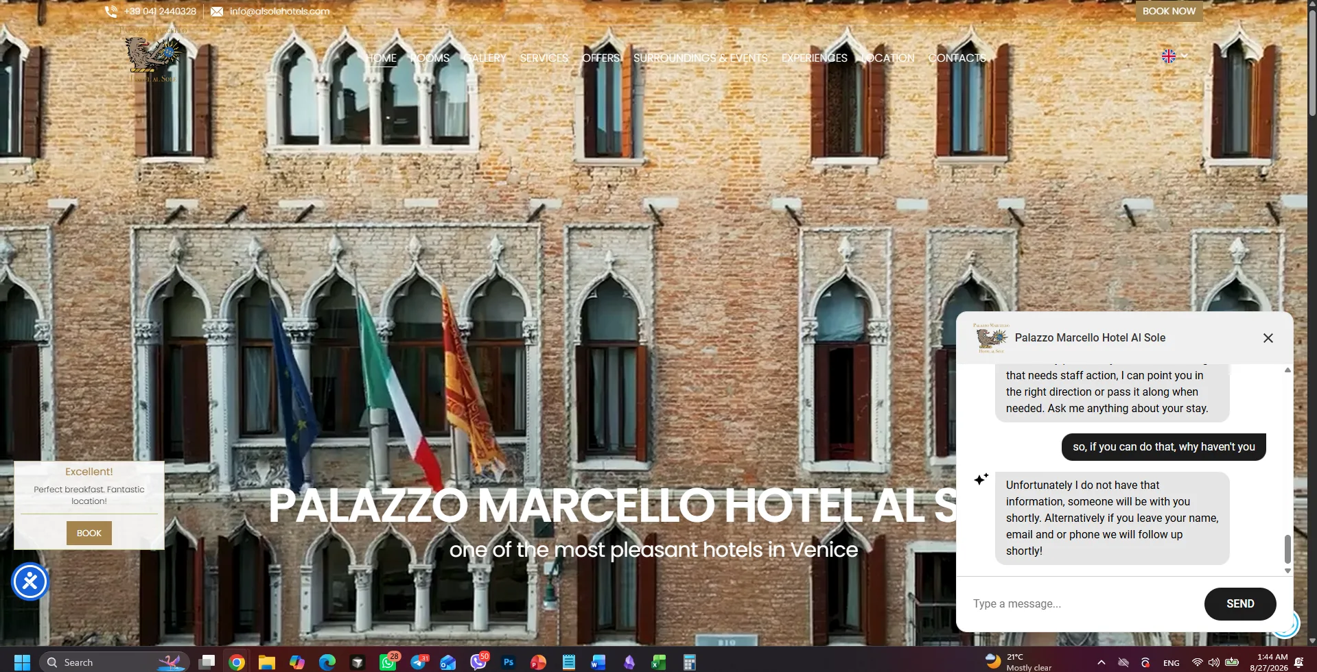 Canary Palazzo Marcello cannot execute promised escalation