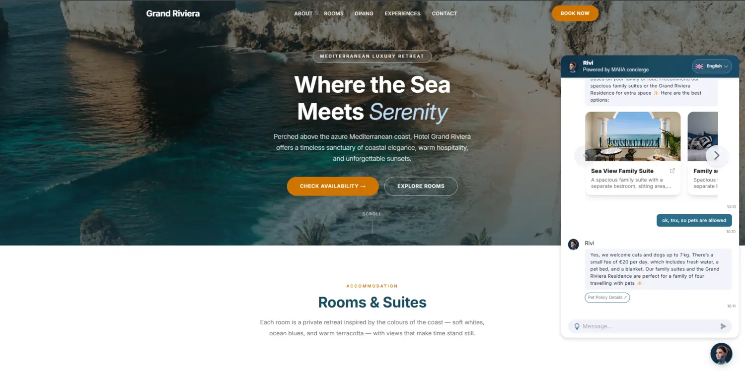 MAIIA WSA shows visual family suite cards after retaining family context